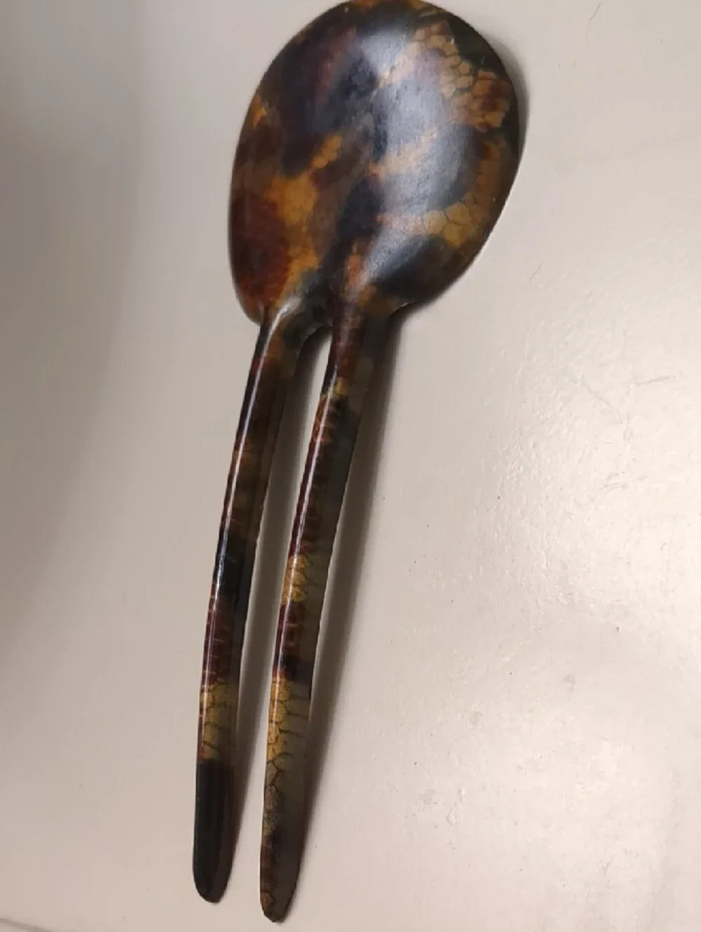 Vintage Tortoise Shell Hair Fork Black Brown Decorative Comb